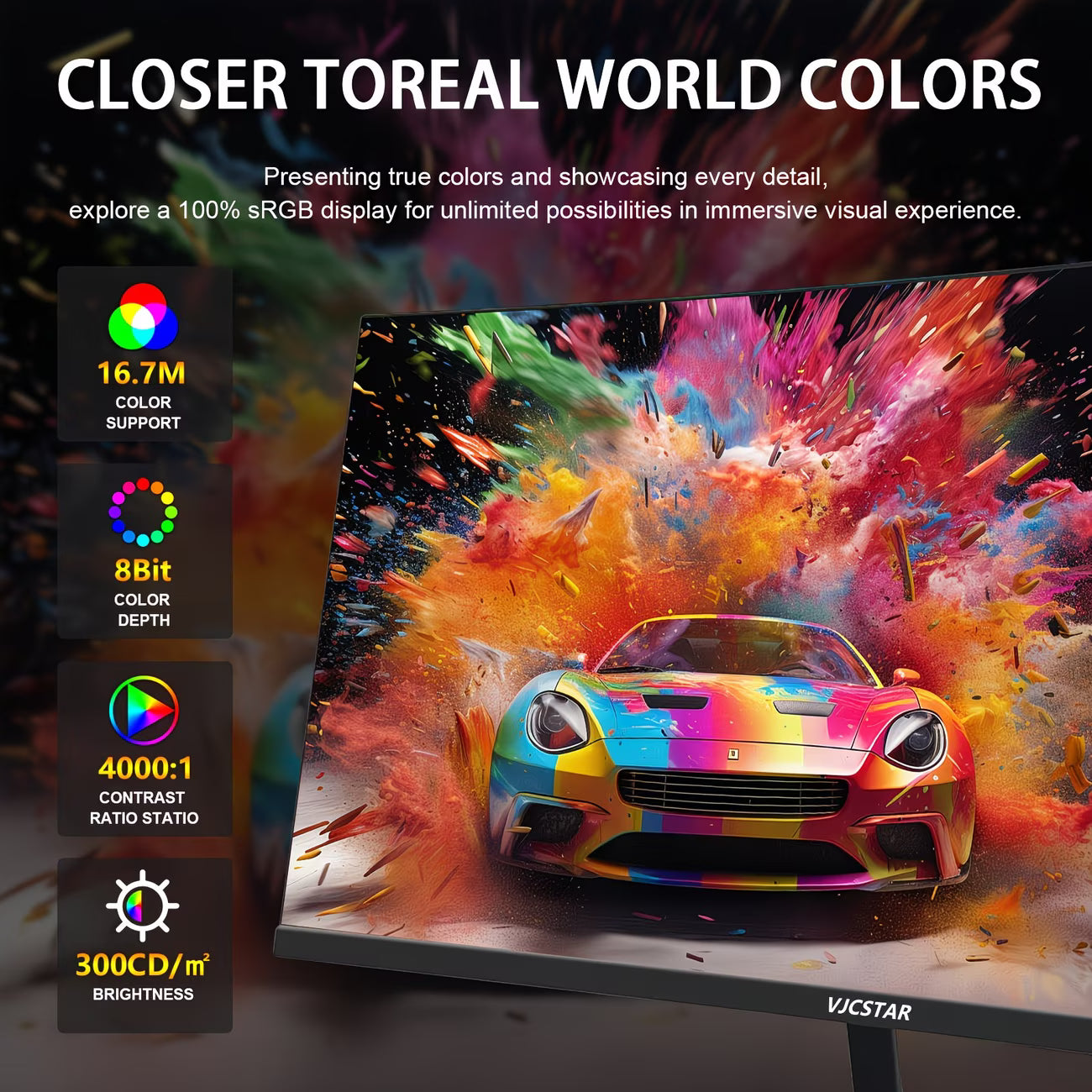 LA Glow Curved Gaming Monitor by VJCSTAR | 27" & 32" FHD 1080P, 200Hz, 1500R VA Display, FreeSync Premium, 100% sRGB