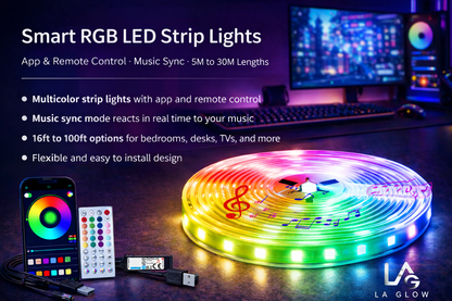 LA Glow Smart RGB LED Strip Lights – 5M to 30M - Premium Strip