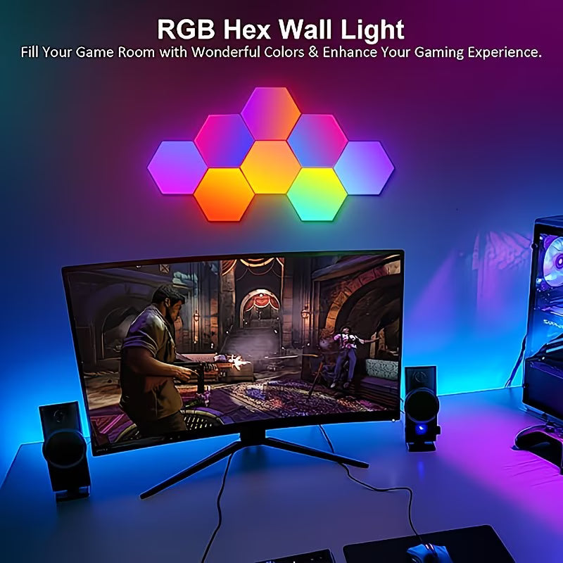 LA Glow 6PCS Quantum Hexagonal LED Wall Lights