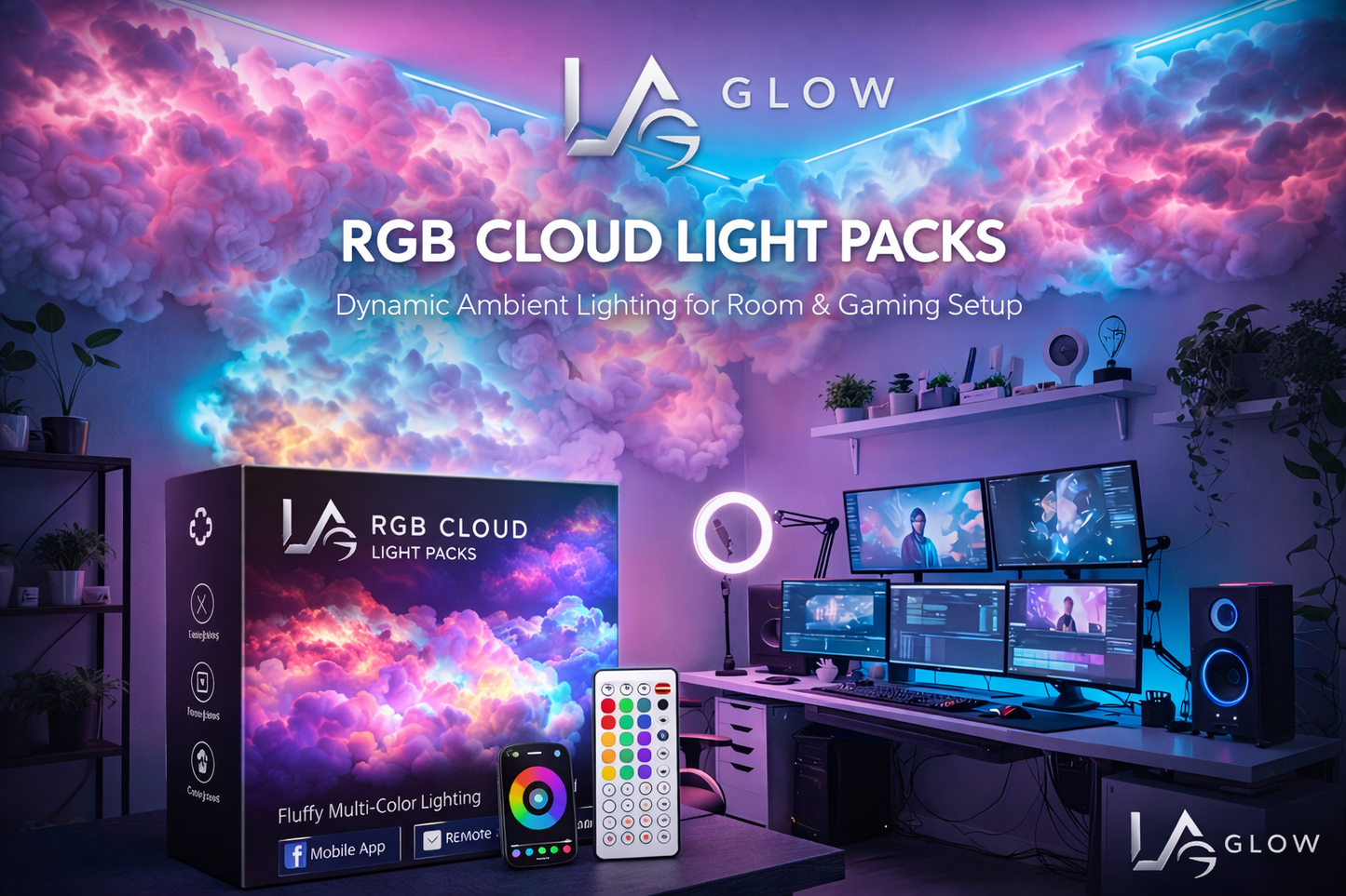 LA Glow 3D RGB Thunder Cloud Light