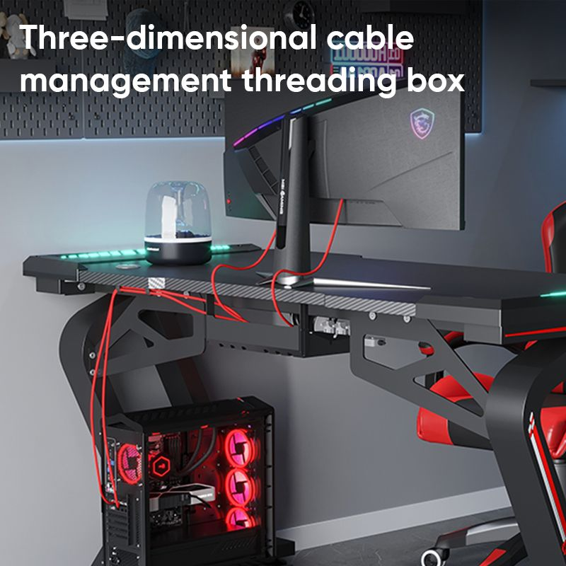 LA GLOW RGB Carbon Fiber Gaming Desk – Premium LED Gaming Table