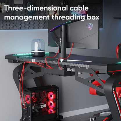 LA GLOW RGB Carbon Fiber Gaming Desk – Premium LED Gaming Table