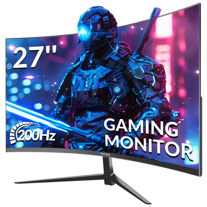 LA Glow Curved Gaming Monitor by VJCSTAR | 27" & 32" FHD 1080P, 200Hz, 1500R VA Display, FreeSync Premium, 100% sRGB