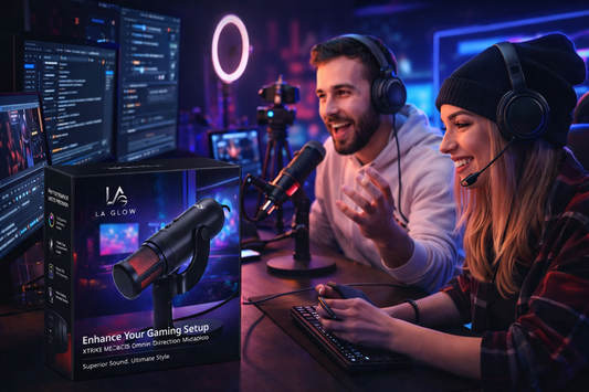 LA GLOW RGB Gaming Microphone – XTRIKE ME XMC-03 USB Streaming Mic with 12 Lighting Modes