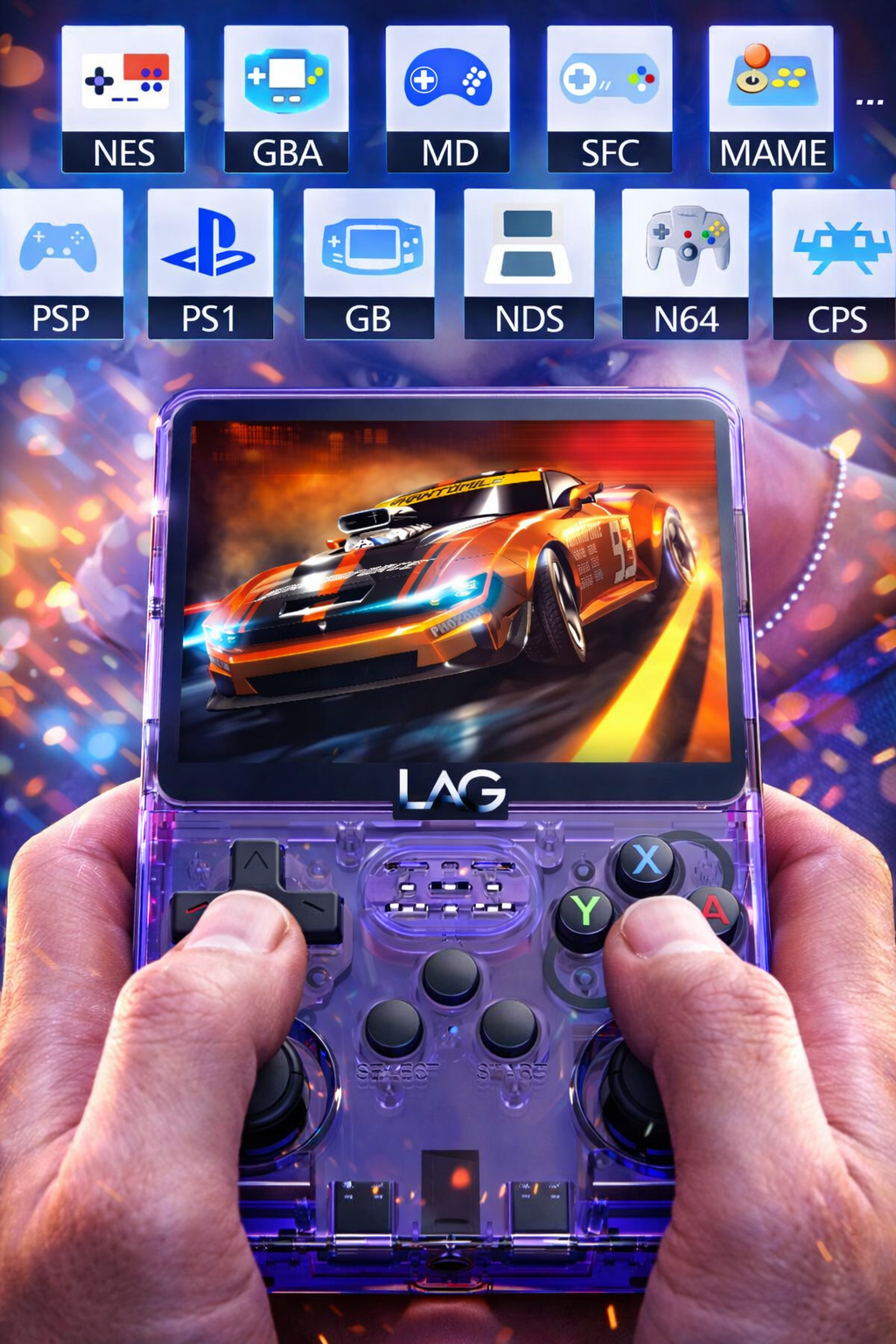 LA Glow Retro Handheld Gaming Console – 15,000+ Games