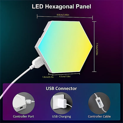 LA Glow 6PCS Quantum Hexagonal LED Wall Lights