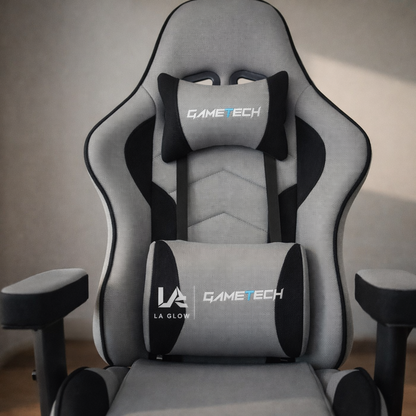 LA GLOW GameTech Premium Leica Grey Gaming Chair with Footrest