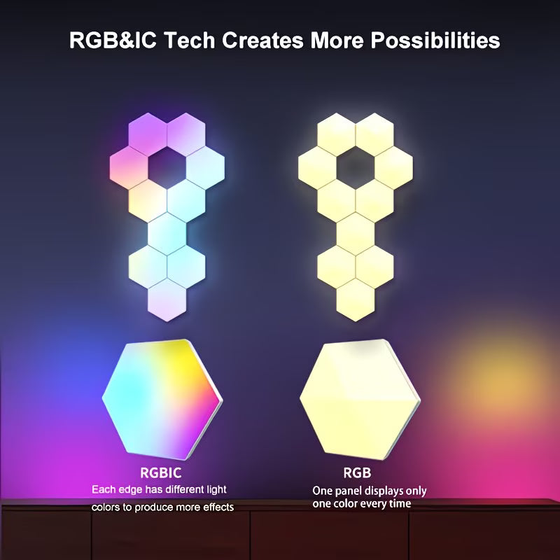 LA Glow 6PCS Quantum Hexagonal LED Wall Lights