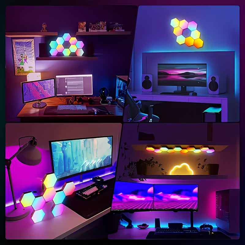 LA Glow 6PCS Quantum Hexagonal LED Wall Lights