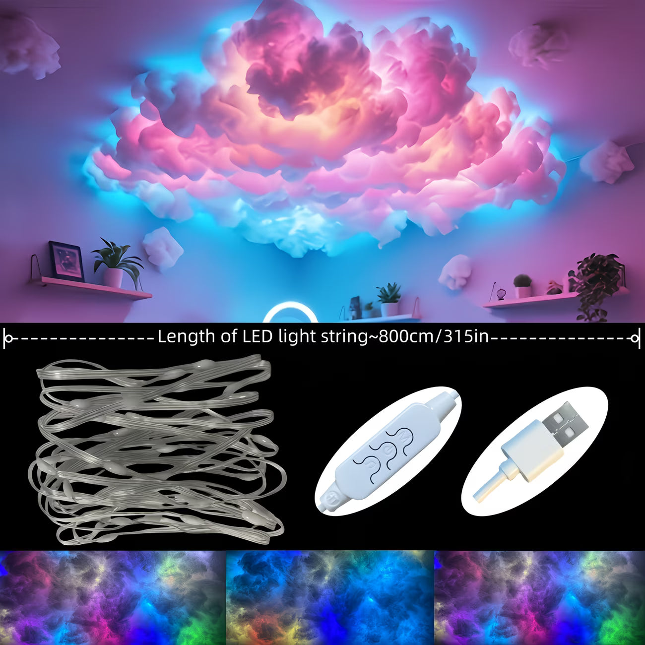 LA Glow 3D RGB Thunder Cloud Light