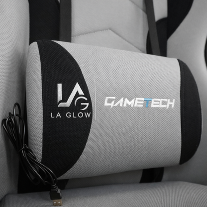 LA GLOW GameTech Premium Leica Grey Gaming Chair with Footrest